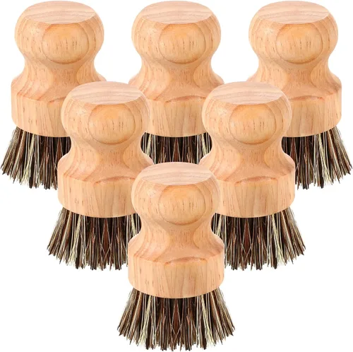 Miniatura 7 de Nuenen 12 paquetes de cepillos de bambú para lavar platos, juego de estropajos de madera para la cocina con cerdas naturales de sisal para ollas