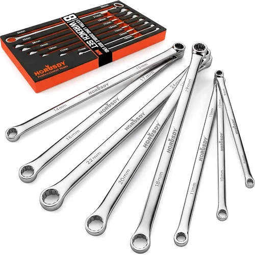 Miniatura 18 de HORUSDY - Juego de 13 llaves de trinquete resistentes Tamaños métricos 6–19mm Juego de llaves combinadas de trinquete de torque máximo