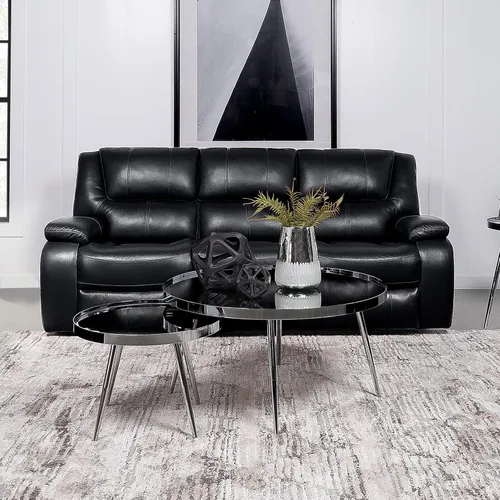 Miniatura 9 de Coaster Home Furnishings Camila - Madera y piel sintética - Sofá reclinable con movimiento manual, brazos acolchados de almohada y asiento Negro