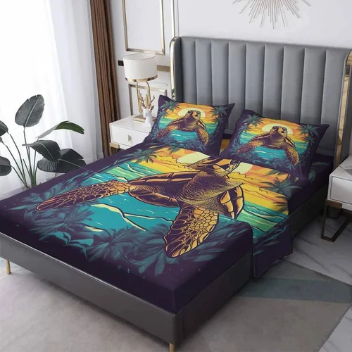 Miniatura 11 de Juego de sábanas de tiburón tamaño King, sábanas de microfibra suave y bolsillo profundo, sábanas y fundas de almohada estampadas sin arrugas, 4