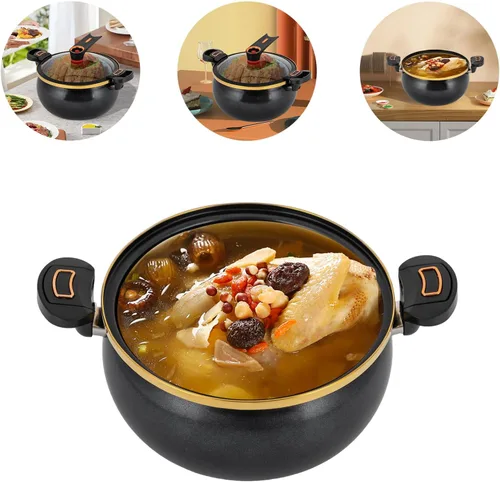 Miniatura 5 de Olla antiadherente, olla de cocción a presión multifunción de 8L/8.45 cuartos de galón para fuego abierto, cocina de inducción, estufa eléctrica