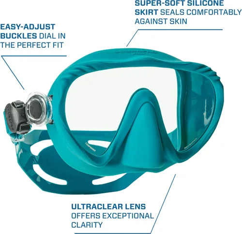 Miniatura 4 de SCUBAPRO Máscara de buceo fantasma, diseño sin marco de bajo volumen con lente única ultra transparente, falda de silicona y hebillas de correa