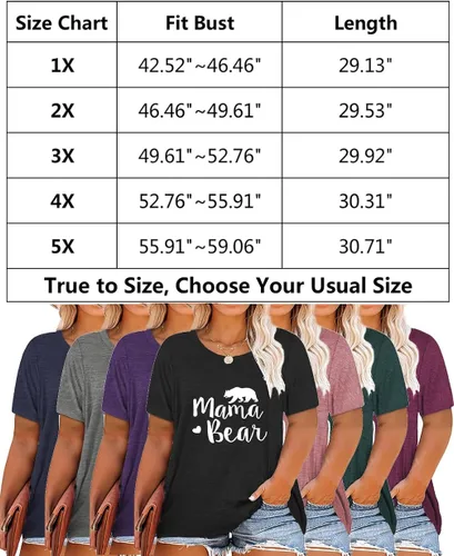 Miniatura 5 de Camisetas de manga corta para mujer con estampado de mamá de talla grande