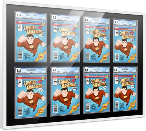 Miniatura 61 de Marco de cómic con paspartú para 8 CGC, CBCS o PGX Graded Comics - Marco de cómic blanco para cómics de 8.125 x 13 pulgadas Marco blanco