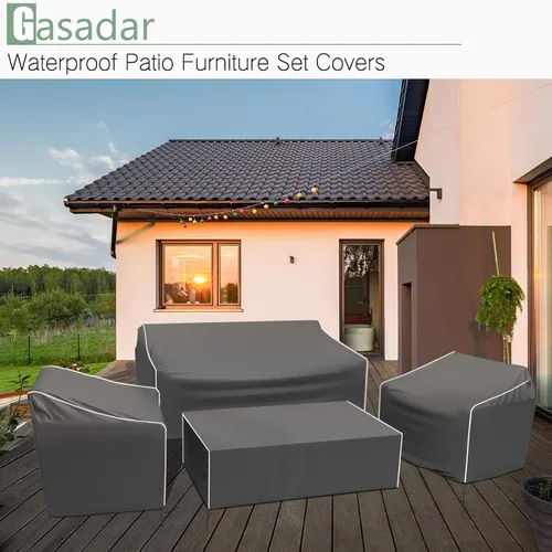 Miniatura 6 de Gasadar Funda Impermeable para Muebles de Exterior, Fundas para Juego de Muebles de Patio para Sofá Biplaza de Patio, Silla, Mesa de Café, 600D