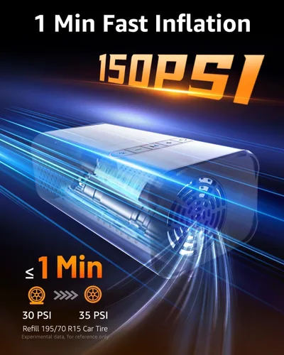 Miniatura 2 de Inflador de neumáticos, compresor de aire portátil, mini bomba inalámbrica para bicicleta con pantalla digital de valores duales, bomba de aire