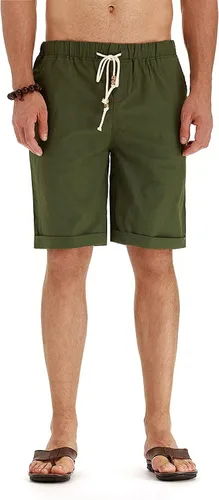Miniatura 42 de Sailwind Pantalones cortos de lino para hombre, pantalones cortos casuales de playa con cordón