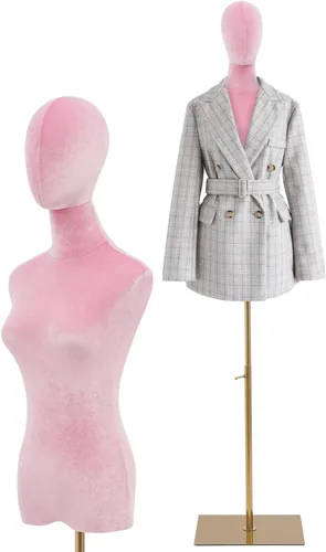Miniatura 11 de Maniquí femenino forma de vestido de maniquí para mujer, torso con soporte, altura ajustable, 63-81 pulgadas, maniquí con cabeza de brazo