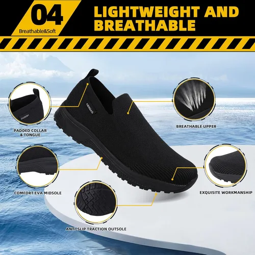 Miniatura 5 de Zapatos de trabajo antideslizantes para hombre, zapatos de chef impermeables para cocina, hospital, antideslizantes, con amortiguación de aire