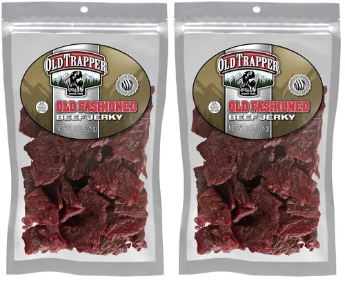 Miniatura 8 de Cecina de res Old Trapper, caliente y picante 8 onzas, paquete individual, bocadillos de carne tierna y picante para almuerzos o entre comidas, 11