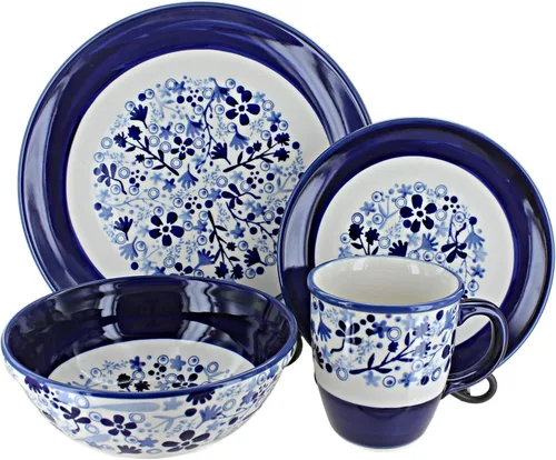 Miniatura 17 de Cerámica polaca Blue Rose – Juego de 4 piezas Blue Harmony – Servicio para 1-1 lugar – Ideal para cenas diarias, comidas informales o como vajilla