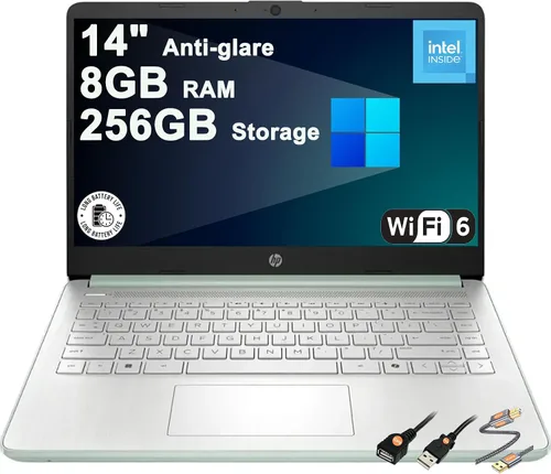 Miniatura 17 de HP 14 portátiles portátiles livianos para negocios y estudiantes, 14 pulgadas, HD, antirreflejo, Intel de 4 núcleos, N150, 8 GB de RAM, 192 GB