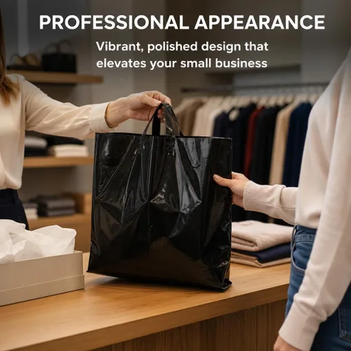 Miniatura 2 de Bolsas de compras de plástico grandes de 19 x 15 pulgadas con asas, bolsas de compras extra grandes para boutique de pequeñas empresas, tiendas