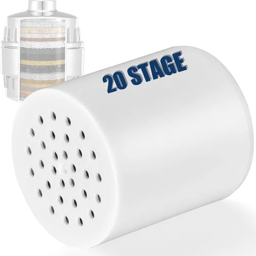Cartucho de repuesto de filtro de ducha de 20 etapas, cartucho de filtro de agua para agua dura, cloro, metales pesados, suavizante de agua de ducha