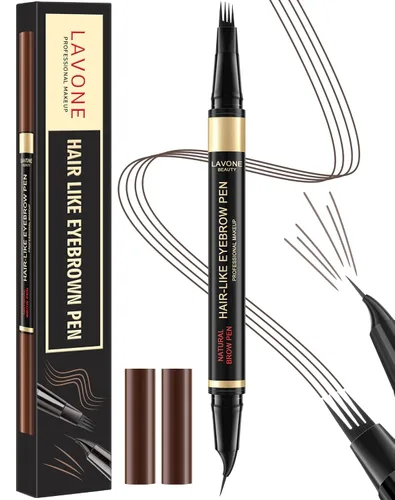 Miniatura 16 de LAVONE Lápiz de cejas 2 en 1 para mujer con lápiz de cejas microblading de 4 puntas y lápiz de cejas curvado y preciso, lápiz de cejas impermeable
