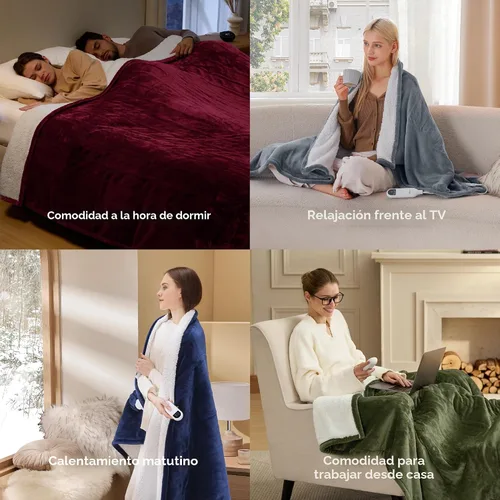 Miniatura 8 de Bedsure - Manta eléctrica con control dual, térmica, tamaño matrimonial, de pelo sintético suave con 10 ajustes de tiempo, 10 ajustes de calor