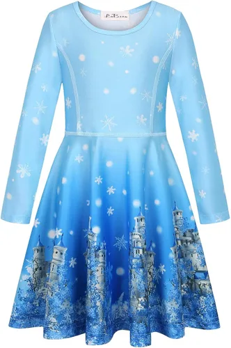 Miniatura 2 de LaBeca - Vestido sin mangas o de manga larga para niñas, vestidos casuales con diseño de unicornio o sirena para niñas pequeñas o grandes