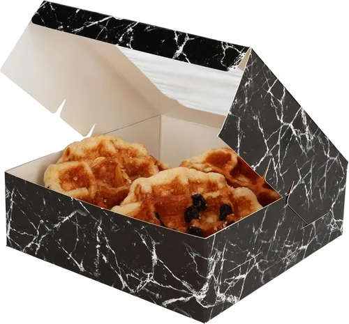 Miniatura 9 de Paquete de 20 cajas de panadería con ventana pequeñas de 6 x 6 x 2 pulgadas para galletas, dulces, pasteles, brownie, pastel de gasa, tarta, tarta