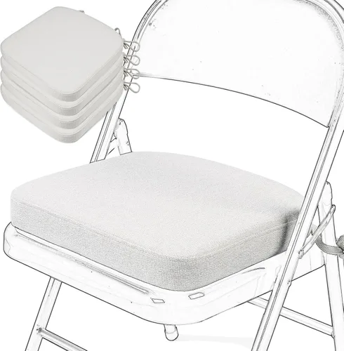 Miniatura 30 de SINOSSO Cojín de espuma viscoelástica para silla plegable, 1 unidad, almohadilla cuadrada gruesa de 2 pulgadas para silla de cocina con lazos, cojín