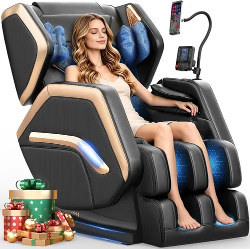 Silla de masaje de cuerpo completo, silla de masaje de gravedad cero 2026 para fatiga de espalda con 10 rodillos fijos, calefacción, bolsas de aire,