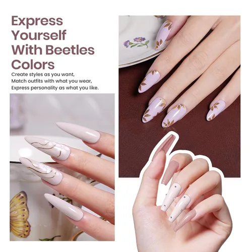 Miniatura 4 de Kit de Esmalte de Uñas en Gel Beetles con Luz UV, Gel Base y Capa Superior, Kit de Inicio de Esmalte de Uñas en 6 Colores Nude Neutros, Conjunto LED
