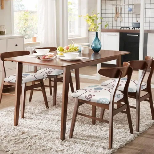 Miniatura 2 de SearchI Fundas de Asiento para Sillas de Comedor Elásticas con Estampado Juego de 6, Fundas de Asiento de Silla Extraíbles Lavables Tapizadas Flor