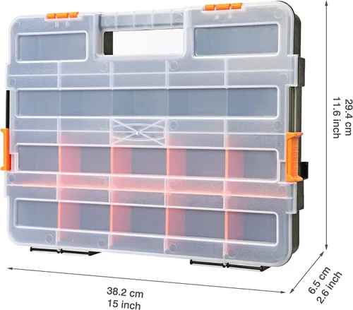 Miniatura 8 de CASOMAN Caja de herramientas organizadora de piezas pequeñas negras entrelazadas para sujetadores y manualidades con divisores extraíbles