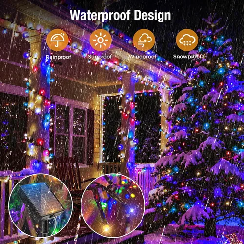 Miniatura 3 de btfarm Paquete de 2 luces solares de Navidad para exteriores, total de 78 pies, 240 luces LED solares en cadena para exteriores, impermeables, 8