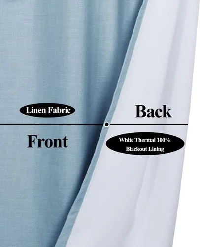 Miniatura 4 de Frelement Cortinas 100% opacas con forro térmico, cortinas de lino para decoración de Navidad, cortinas plisadas con aislamiento térmico