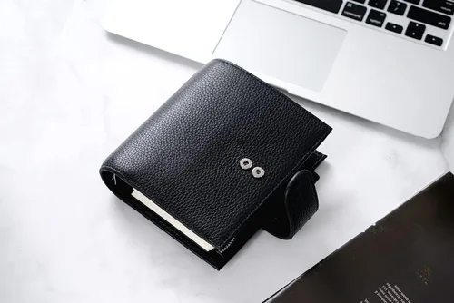 Miniatura 7 de Moterm Planificador de Anillos de Lujo de Bolsillo - Organizador de Carpeta de Cuero Genuino (Pebble-Negro, Argolla de 1.18 pulgadas (30 mm))