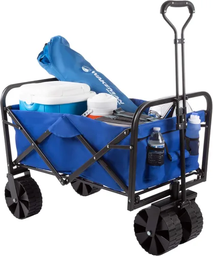 Miniatura 8 de Pure Garden - Carro plegable de comestibles con ruedas, carrito de playa portátil, carrito de jardín plegable o carrito de compras, carros plegables