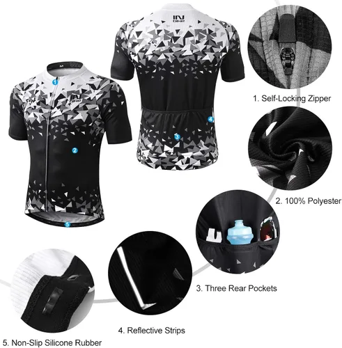 Miniatura 4 de INBIKE Conjunto de camiseta de ciclismo de manga corta transpirable para hombre con pantalones cortos acolchadospantalones cortos de babero