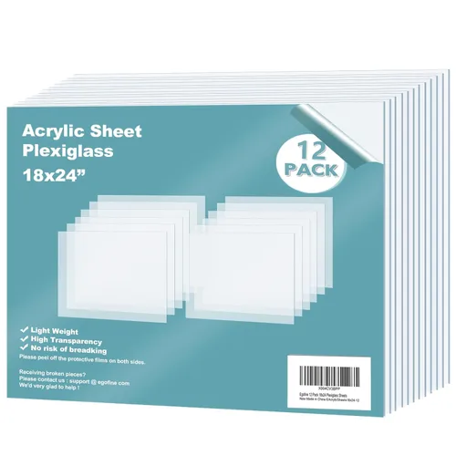 Miniatura 63 de Egofine Láminas de Plexiglás Láminas de Acrílico Paquete de 12 de 8.5x11'' 0.04 de Grosor Plástico Transparente Fundido Cristal Plexi Transparente
