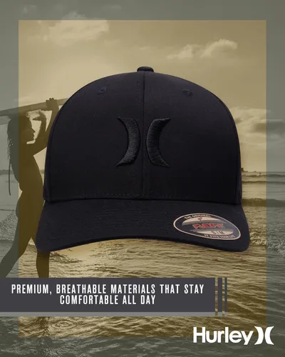 Miniatura 4 de Hurley Gorra de béisbol para hombre - Flexfit - Gorras de béisbol ajustadas para hombre (tamaños: S-XL)