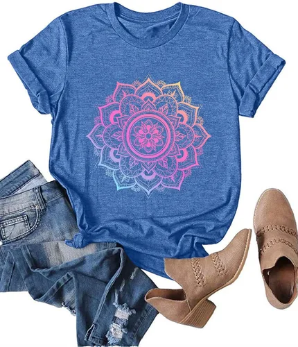 Miniatura 4 de Camiseta de verano para mujer con diseño de girasol y rayos de sol estampados para mujer