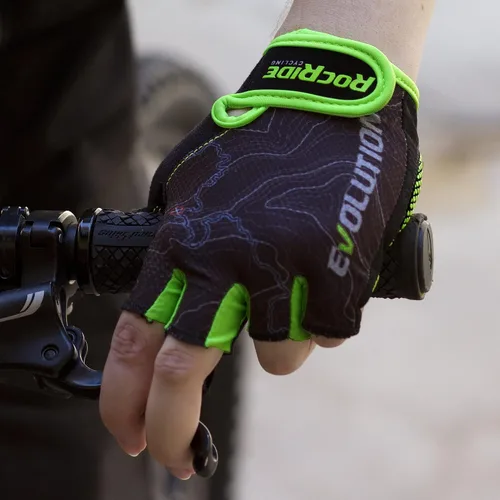Miniatura 6 de RocRide Guantes de ciclismo de medio dedo con protección acolchada mejorada para ciclismo de carretera y montaña con tamaño unisex para hombres