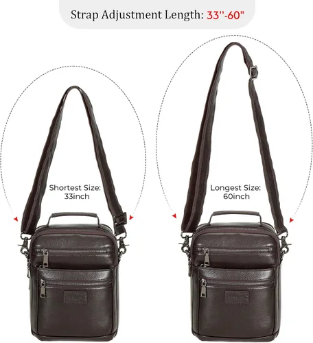 Miniatura 7 de Polare - Bolso de mensajero de cuero italiano de grano completo, estilo vintage, bolso cruzado al hombro, estilo casual, bolso de negocios