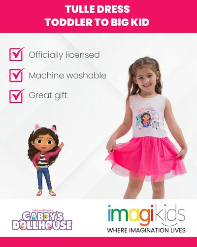 Miniatura 2 de DREAMWORKS GABBY'S DOLLHOUSE Cakey Cat Gabby Kitty Fairy Pandy Paws Mercat - Vestido de tul para niñas pequeñas y grandes