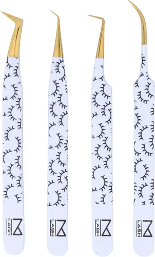 Miniatura 13 de M LASH - Pinzas para extensiones de pestañas (juego de 4) – Pinzas profesionales para extensiones de pestañas, punta de fibra, acero japonés, juego