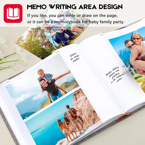 Miniatura 2 de Aevdor - Álbum de fotos de 4 x 6 pulgadas, 240 bolsillos, con espacio para escribir, álbum de fotos para bebé, boda, familia, con notas, cubierta