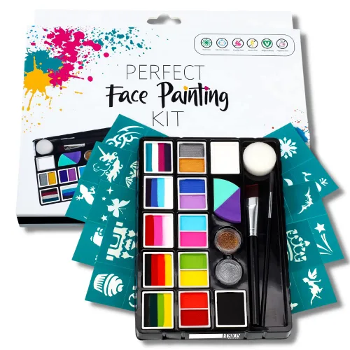 Fusion Body Art Kit de pintura facial perfecto para pintores faciales profesionales y principiantes, pinturas faciales veganas hipoalergénicas
