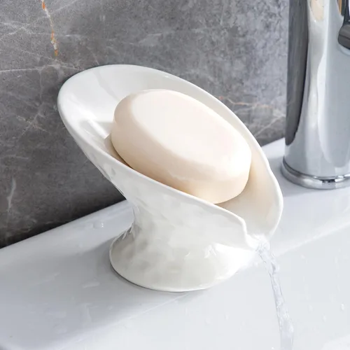 Jabonera autodrenante, soporte para barra de jabón para ducha, jabonera de cerámica blanca para baño, cocina, ducha, mantiene el jabón seco, fácil