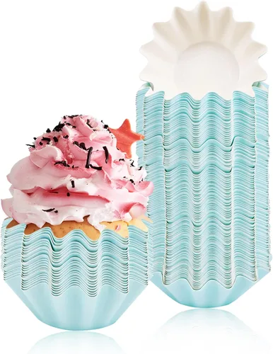 Miniatura 10 de 100 PCS Moldes de Papel Brioche para Hornear Moldes para Cupcakes Papel Antiadherente Recubierto Moldes Estándar para Muffins para Bodas Fiestas Rosa