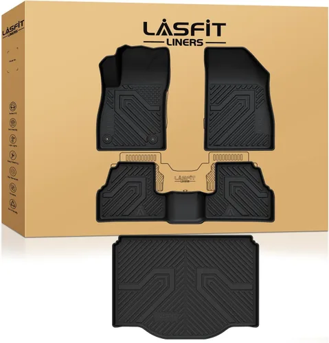 Miniatura 54 de LASFIT Juego completo de tapetes de elastómero termoplástico para todo tipo de clima de ajuste personalizado para automóviles, de 1ª y 2ª fila, 3