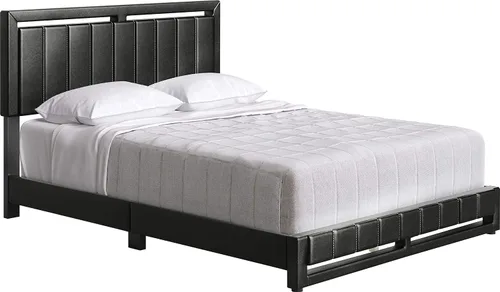Miniatura 4 de Boyd Sleep Beaumont - Cama de plataforma tapizada con cabecero, base de colchón con 14 soportes de listones de madera, no requiere somier, piel
