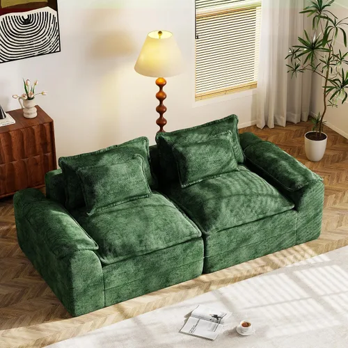 Miniatura 14 de Hobestluk Cloud - Sofá individual de espuma viscoelástica con asiento profundo, sofá en forma de L con funda extraíble, sofá grande para sala