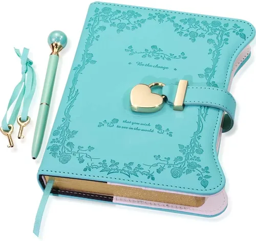 Miniatura 12 de Hoci Poci Agenda con candado y llaves para niñas, ideas de regalo para niñas, diario de 360 páginas con bordes dorados para mujeres, cuaderno