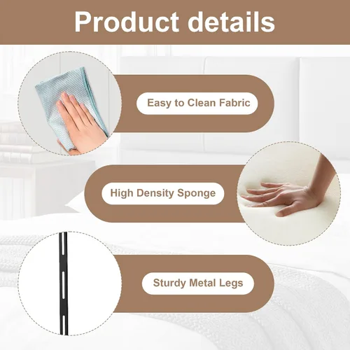 Miniatura 4 de Yongchuang - Cabecero blanco tamaño King, tapizado en piel sintética, cabeceros para cama King, cabecero de cama King con altura ajustable, paneles
