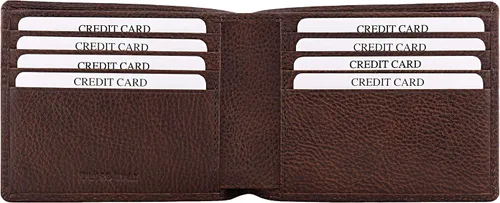 Miniatura 4 de DiLoro Billetera de cuero delgada para hombre con bolsillo y tecnología de bloqueo RFID Géminis Brown Cartera RFID plegable