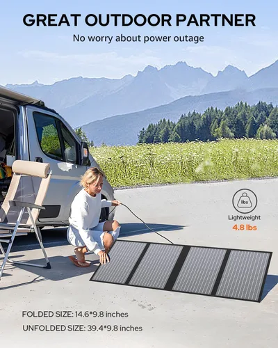 Miniatura 6 de Paneles solares portátiles de 60 W, cargador de panel solar plegable para estación de energía portátil (menos de 500 W), con soportes ajustables